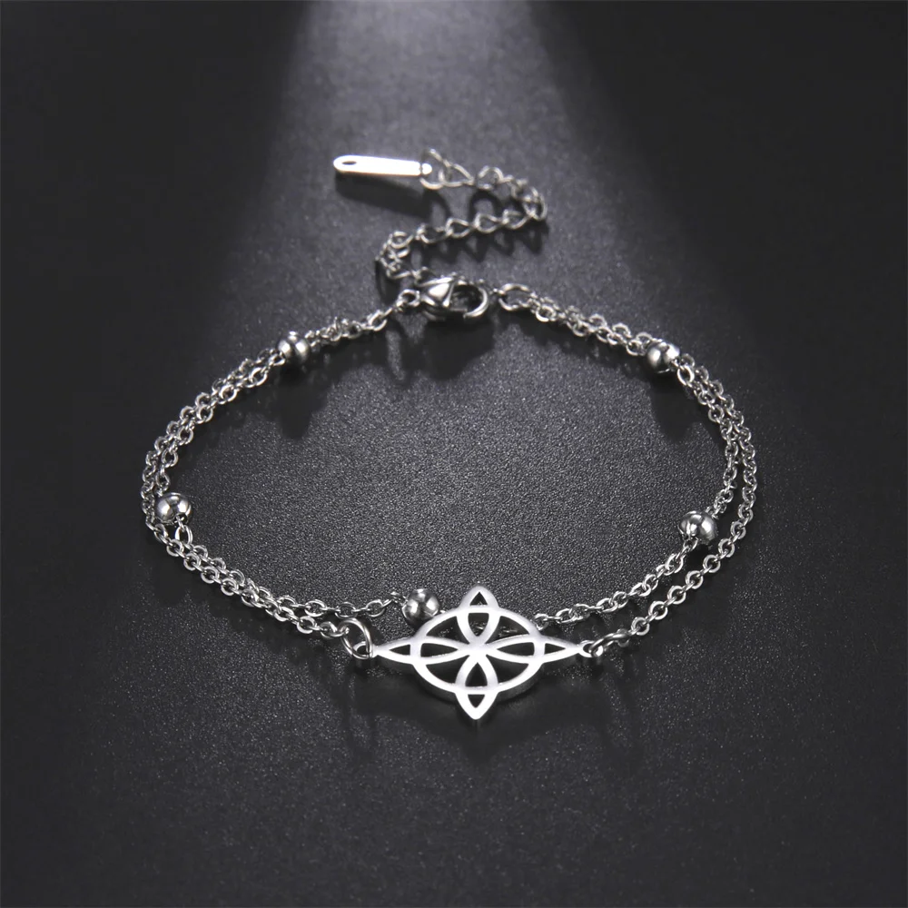 Frauen Bohemian Layered Keltische Knoten Fußkettchen Sommer Strand Perle Kette Auf Fuß Hexe Knoten Knöchel Armbänder Für Frauen Bein Kette Schmuck – Detail 2