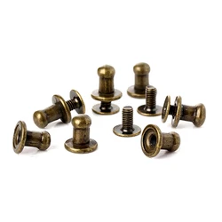 100sets 8mm Bronze Solid Alloy Round Head Stud Spot Screwback CraftLeather Bag Belt Chicago Button Screw Nail Rivet