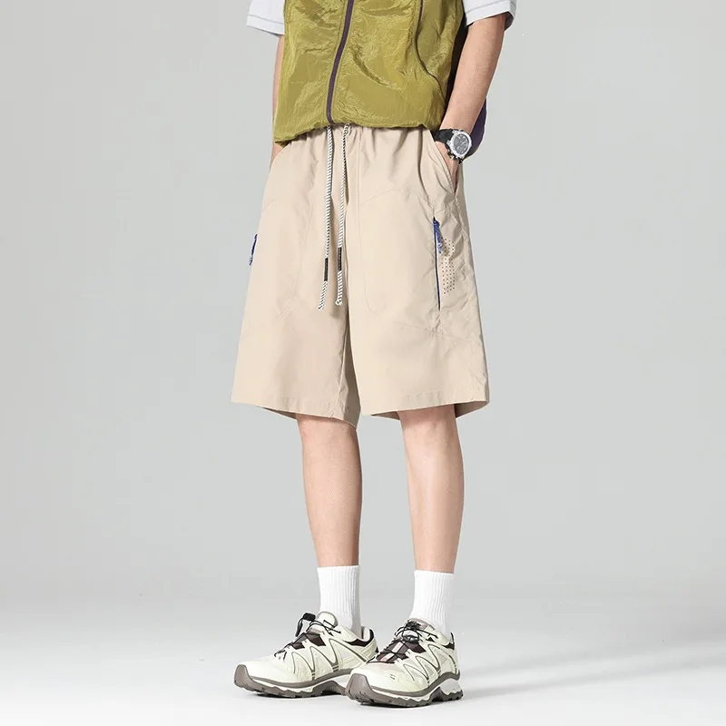2026 Summer Men Quick Outdoor Cargo Shorts Loose Breathable Sports Capri Pants Lightweight Functional Running Streetwear Length