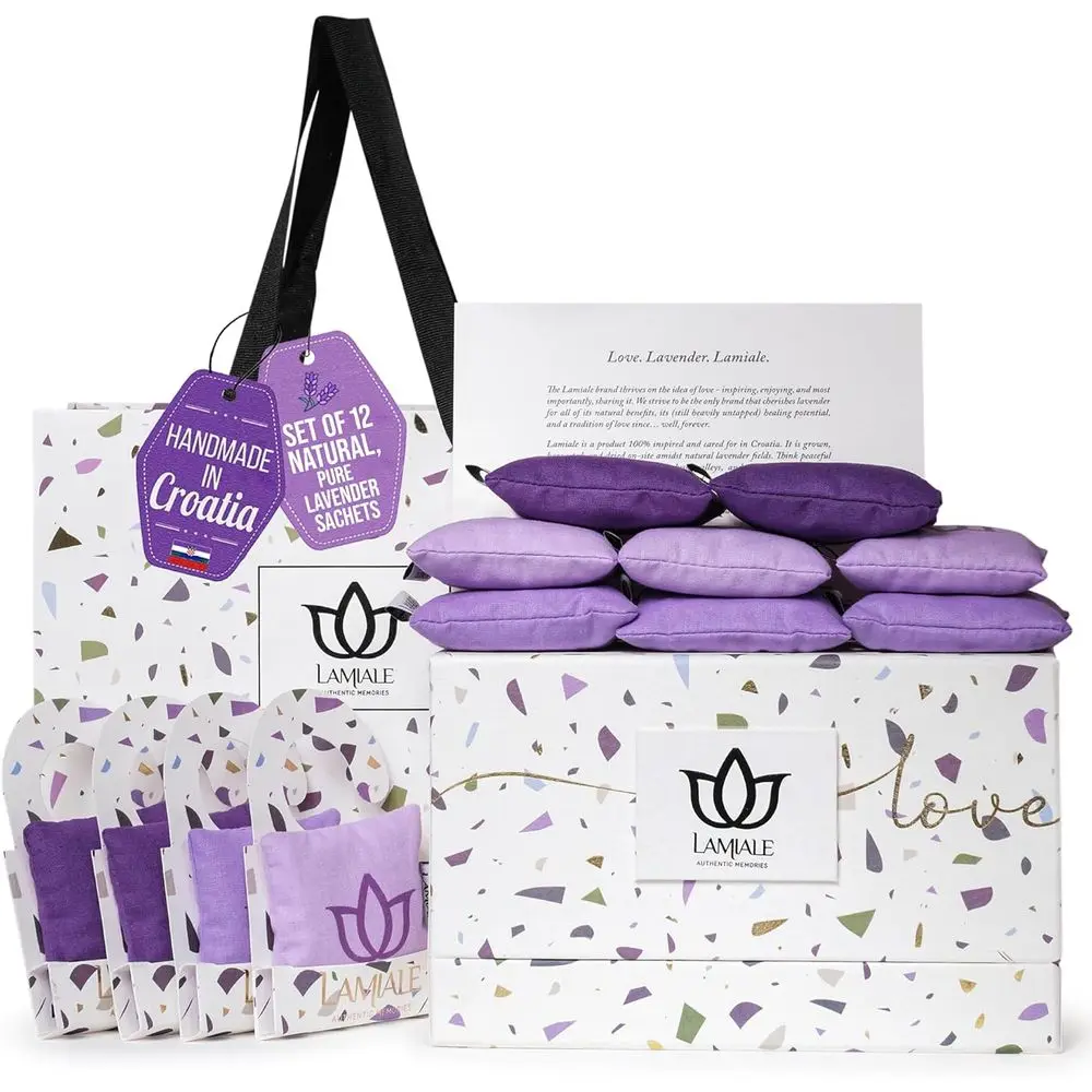 

Хорватские ароматические саше с лавандой, 12 саше ручной работы, натуральный освежитель воздуха, средство от моли, подарок для нее, День святого Валентина, Хо