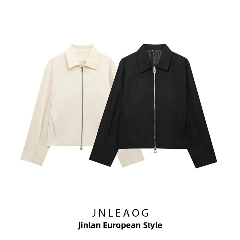 

Модная куртка-пилот JNLEAOG: Новинка весенней коллекции для женщин, прямой крой, французский стиль, длинный рукав, воротник на молнии