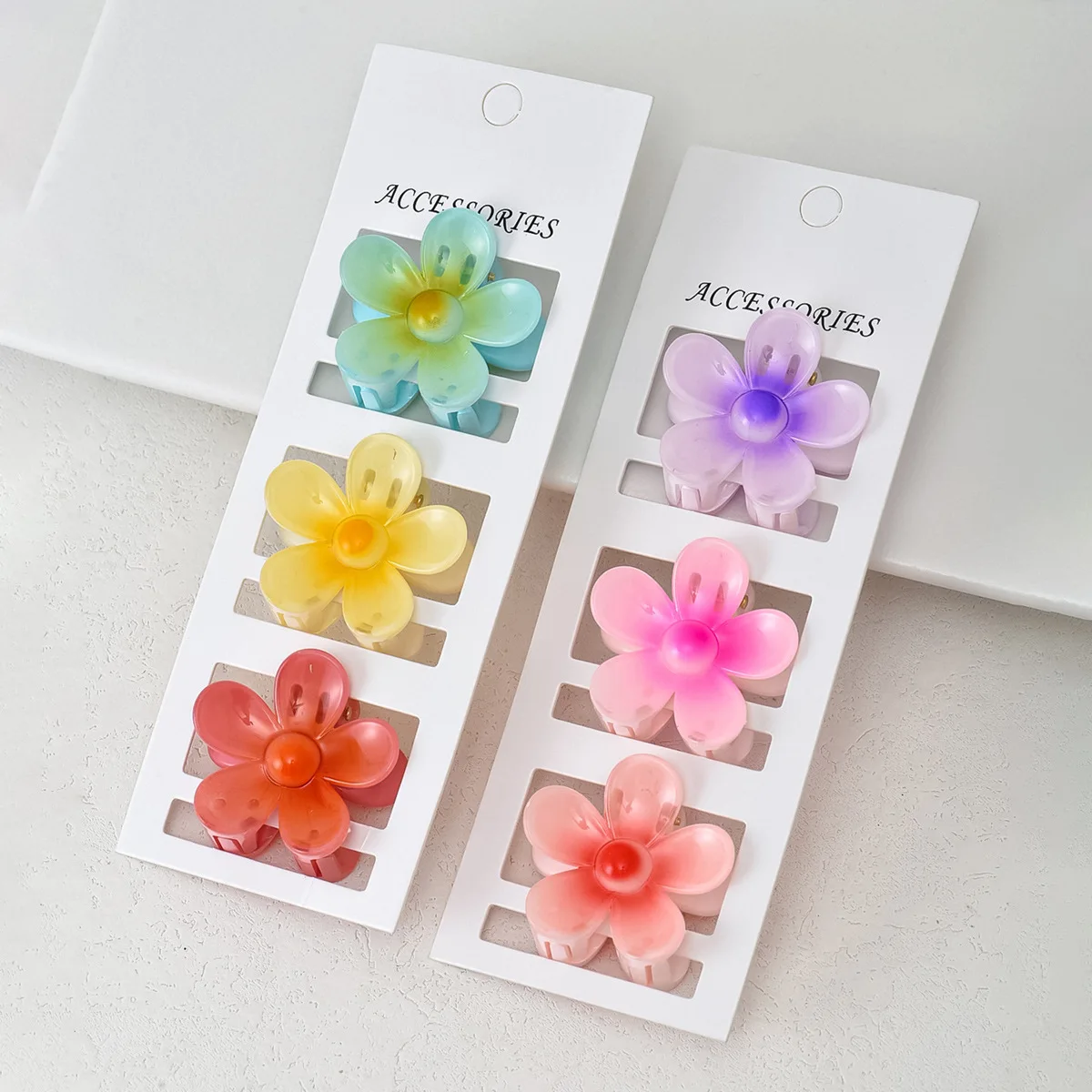 

6Pcs/set Fashion Sweet Dopamine Egg Flower Hair Claws For Women Girls Party Hair Accessories