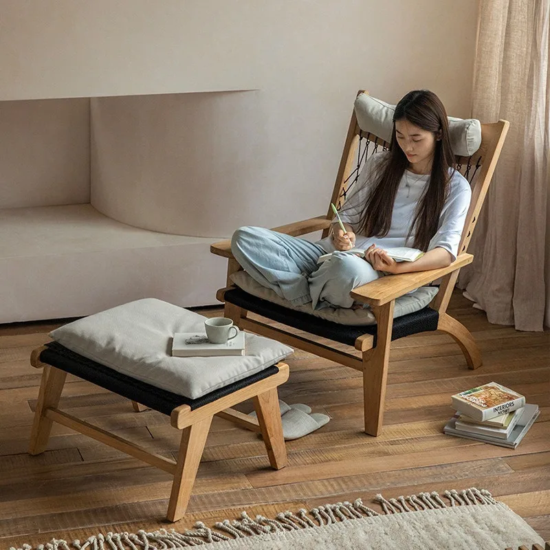 Single Armchair for Small Spaces Retro Style Lounge Chair for Living Room Home Japanese Style Guesthouse Hotel Reclining