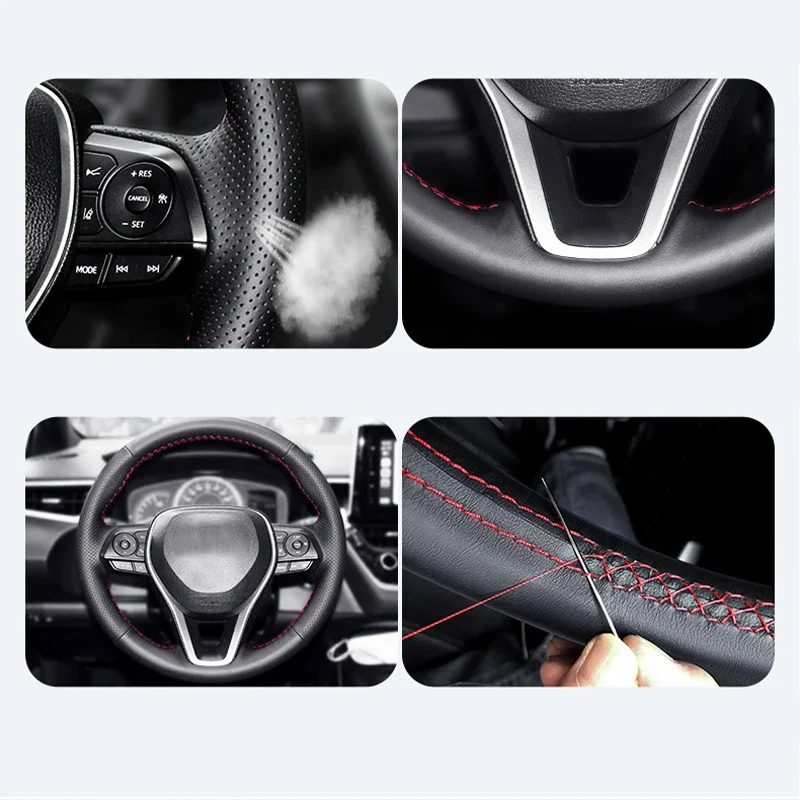 Genuine Leather for Volvo XC90 XC60 XC40 V90 S90 S60 Hand Sewing Car Steering Wheel Cover Protect Interior Car Accessories Black