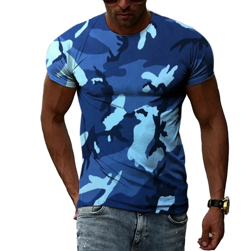 Camouflage 3D Print O-Neck T-shirt Men Casual Short Sleeve Sweatshirt Oversized Hip-hop Tshirt Y2K Harajuku Unisex Clothes