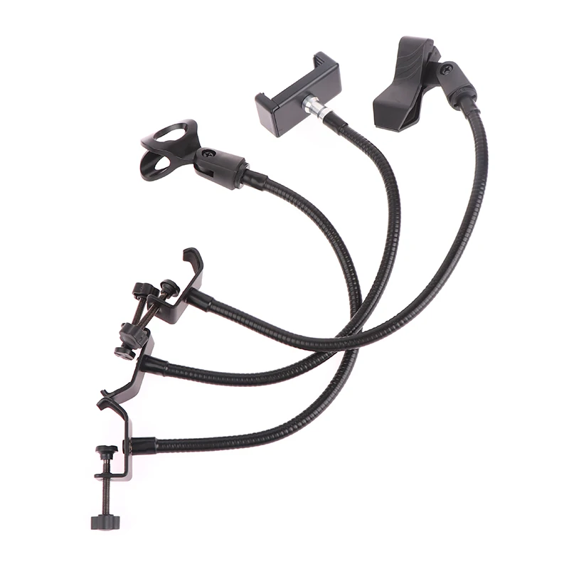 1Set Flexible Microphone Gooseneck Phone Stand With Desk Clamp For Radio Broadcasting Studio Live Equipment Stations
