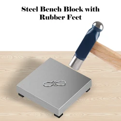XUQIAN Steel Bench Block with Rubber Feet Anti Slip and Shock Absorbing Flat Anvil Jewelry Tool Solid Metal Bench Block