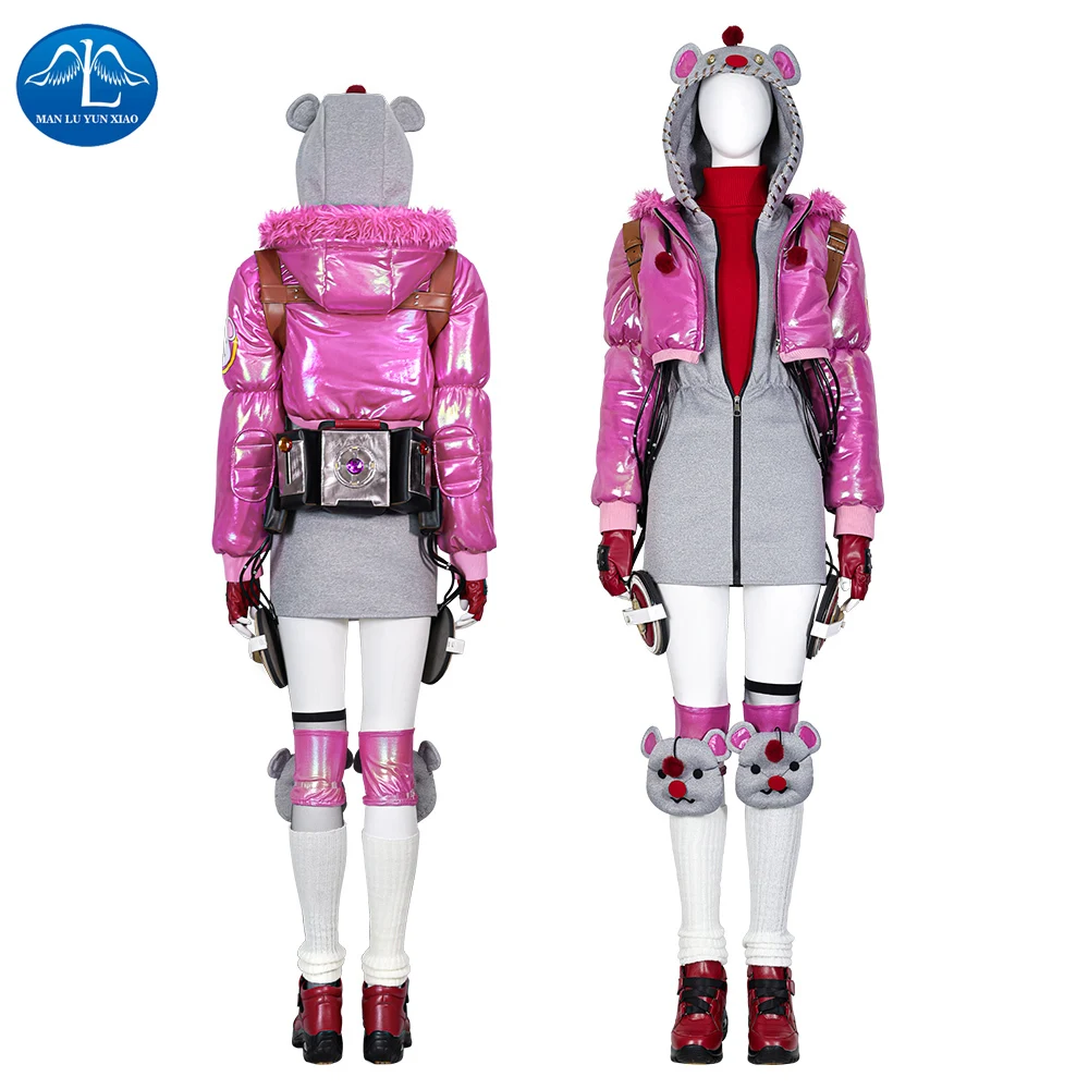 Game Apex Legends Wattson Cosplay Costume Wattson Pink Coat with Accessories Shoes Female Outfits for Hallowen Party