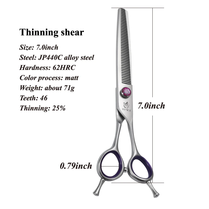 Fenice JP440C 7/8 Zoll Professional Pet Hunde Pflege Schere Gerade Gebogen Verdünnung Chunker Scher Schere Set Für Hunde 4