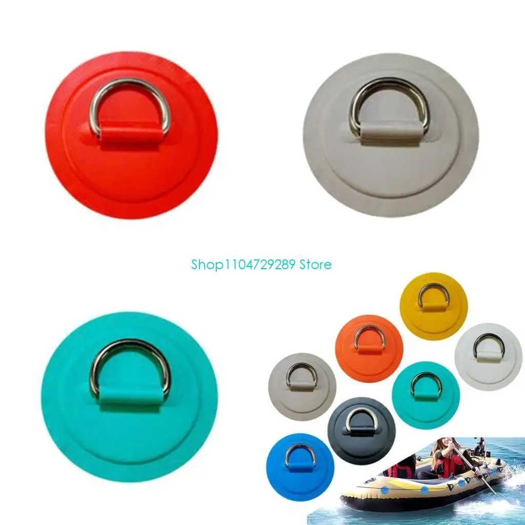 D8KE Stainless Steel D-rings Patches 80mm Inflatable Boat Watercraft Round Patches