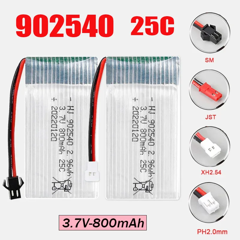 902540 800mAh 3.7V Lithium Battery 25C High Rate Lipo for Syma X5C X5SC X5SW Skytek M68 Quadcopter Aeromodelling Drone Batteries