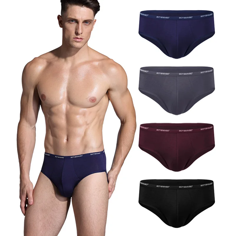 5XL Large Size Modal Bamboo Breathable Mens Underwear High Elasticity U Pouch Bag Soft Solid Man Middle Waist Breifs