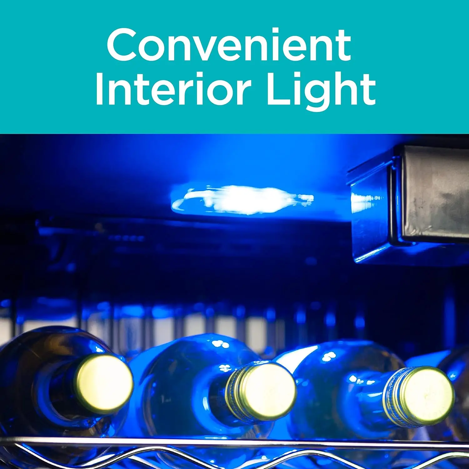 ثلاجة نبيذ 26 زجاجة مع ضوء داخلي وتحكم ميكانيكي في درجة الحرارة، مع رف مسطح، مع حجرة سفلية