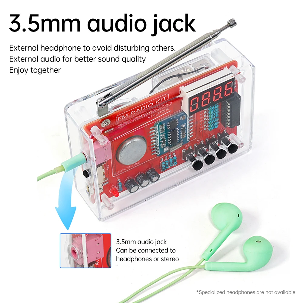  RDA5807 DIY FM Radio Electronic Kit Adjustable Frequency 87-108MHz Digital Display DIY Soldering Project Practice Solder