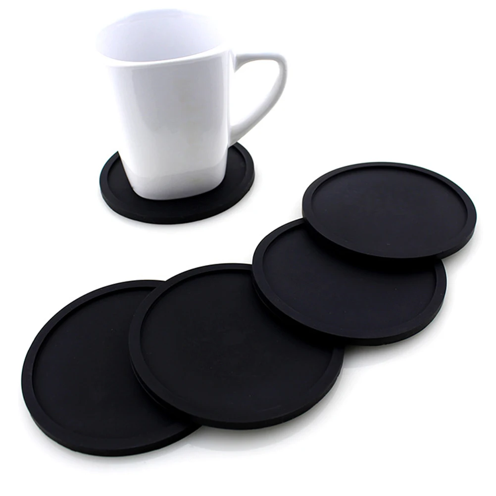 

Silicone Coaster Round Cup Mat 10cm Waterproof Non Slip Heat Resistant Dishwasher Safe Classic Home Bar Restaurant Thick Long