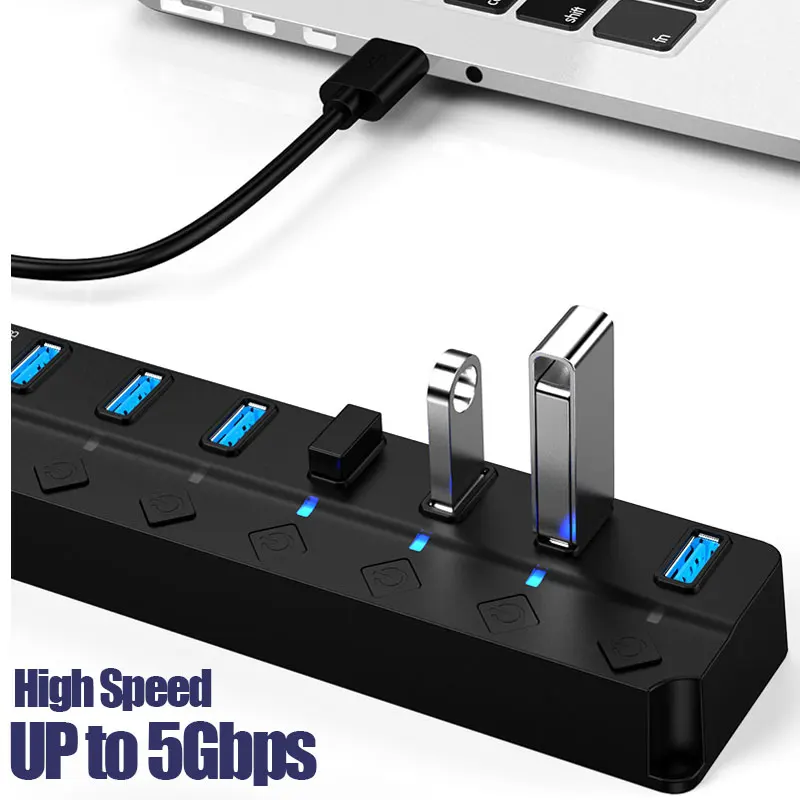 Adaptateur d'Alimentation USB 3.0, 4/7 Ports, Multi USB Splitter airies, USB 2.0, Commutateur d'Extension Multiple, 30cm, Station d'Accueil