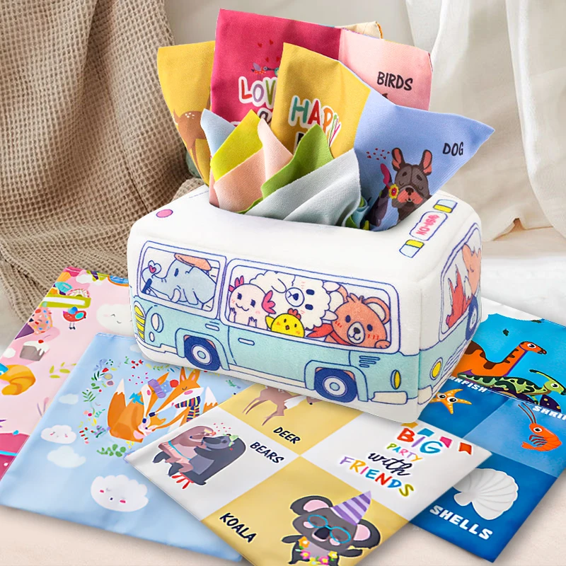 ألعاب مونتيسوري صندوق مناديل للأطفال ورق ناعم للأطفال الصغار ممارسة الأصابع نشاط التعلم التعليمي لعبة قطيفة حسية 10 قطيفة #4