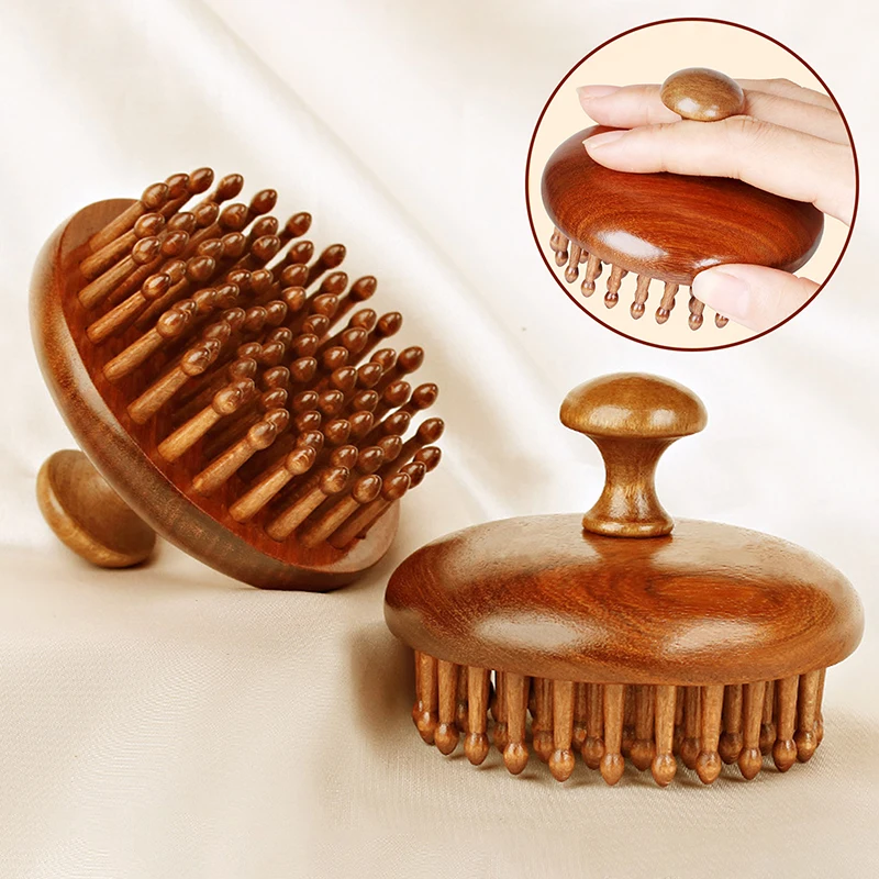 

Multi-Functional Wood Therapy Massage Comb Scalp Head Massager Natural Sandalwood Circular Tooth Guasha Scraping Body Massager