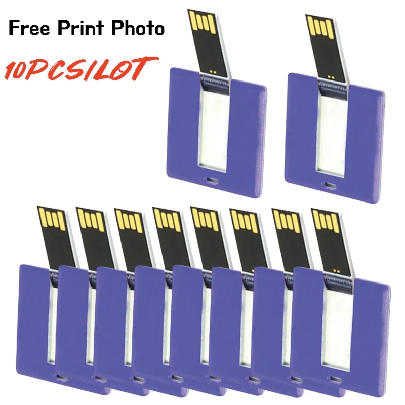 10pcs/lot Wholesale Full Color Logo Printing Customized Square Card USB Flash Drive 512MB 1GB 2GB Thumb Drives 4GB For Giveaways