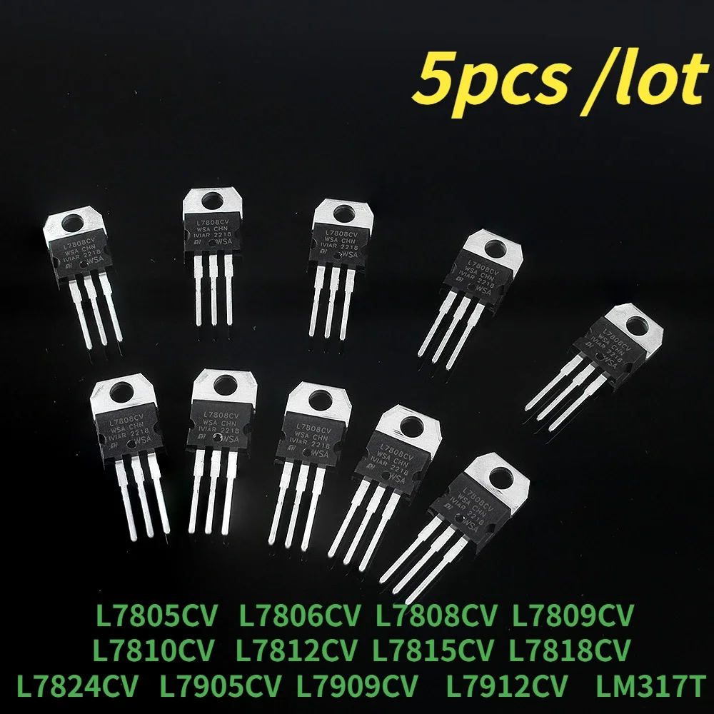 5pcs L7805CV  L7806CV L7808CV L7810CV L7812CV L7815CV L7818CV L7824CV L7905CV L7909CV L7912CV LM317T  TO-220 MOSFET Transistor