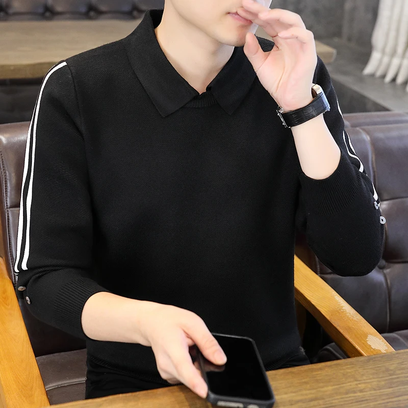 

Мужской вязаный свитер с воротником-стойкой, приталенный, базовый слой, модный, универсальный, зимний, новинка, повседневный, прямой крой, трикотаж