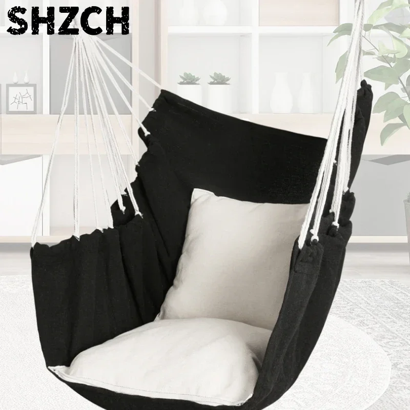 Durable Indoor/Outdoor Canvas Hammock Chair Comfortable Swing Seat for Garden Patio Camping and Home Relaxation