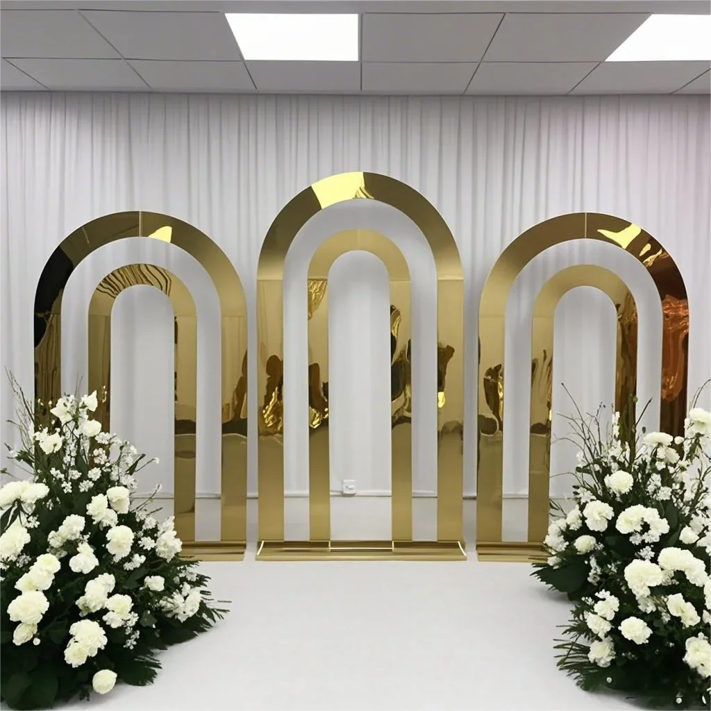 

Outdoor Wedding Arch Frame, Christmas Balloon Party Home Garden Decoration Frame, Heavy Duty Double Circle Rust-proof Background