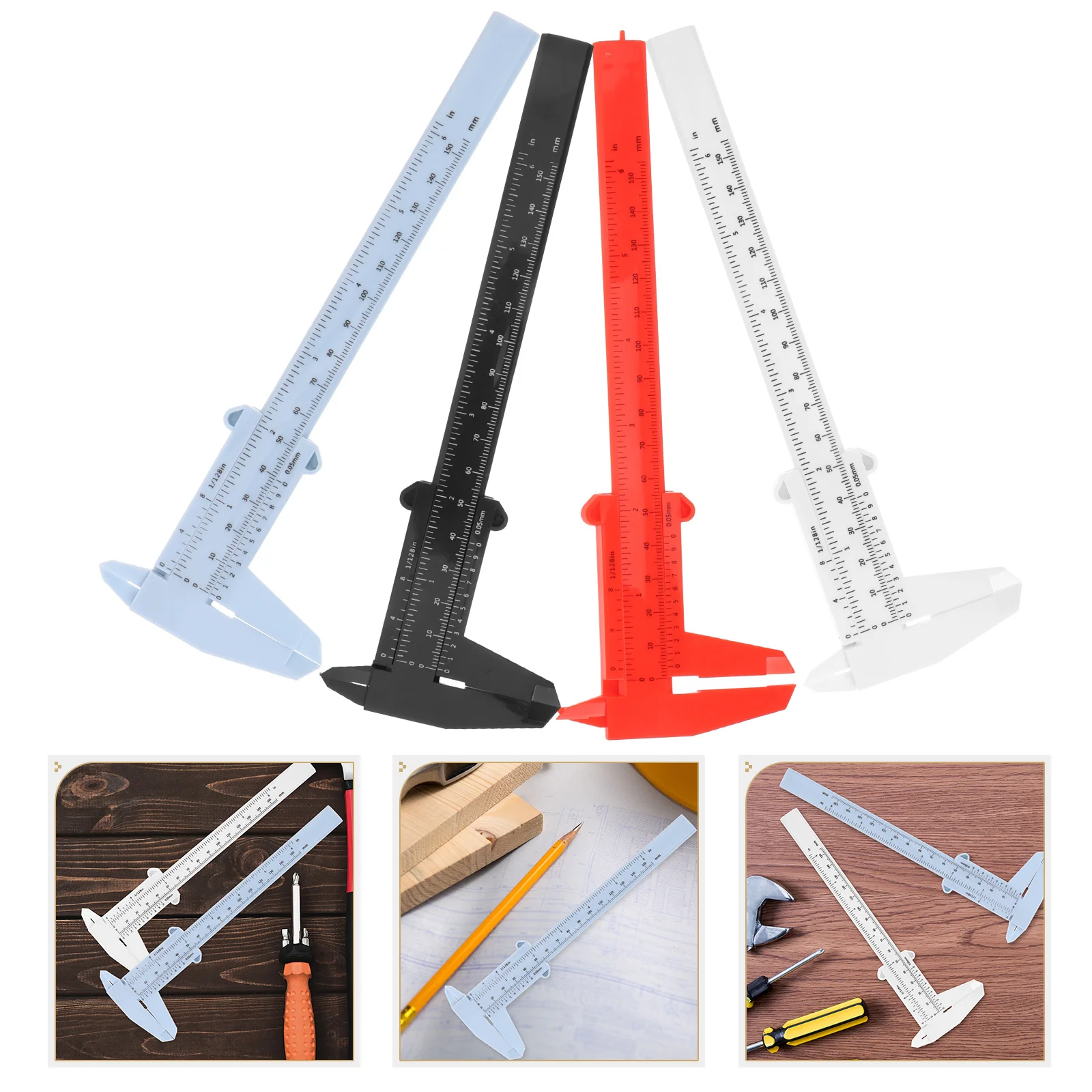 

4pcs Plastic Caliper 0-150Mm 8 Inch High Precision Measuring Tool Portable Non Digital Calipers For Diy Engineering Workshop