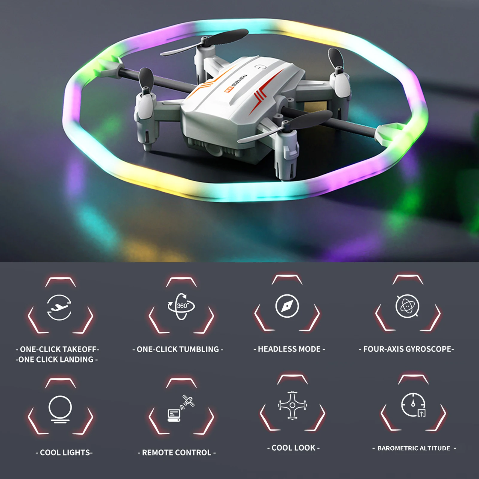 Mini Drone for Kids and Beginners, 2.4Ghz Remote Control Drone with Pressure Altitude Hold LED Lights Headless Mode Remote