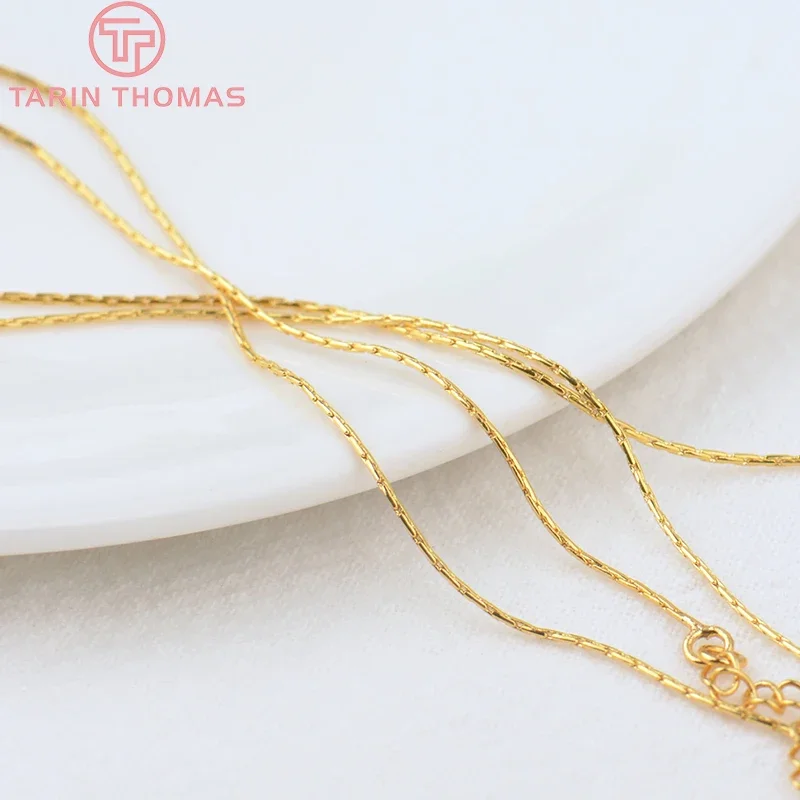 (3819) 2PCS Length 36CM 24K Gold Color Brass Finished Necklace Chain High Quality  Jewelry Making Findings Accessories