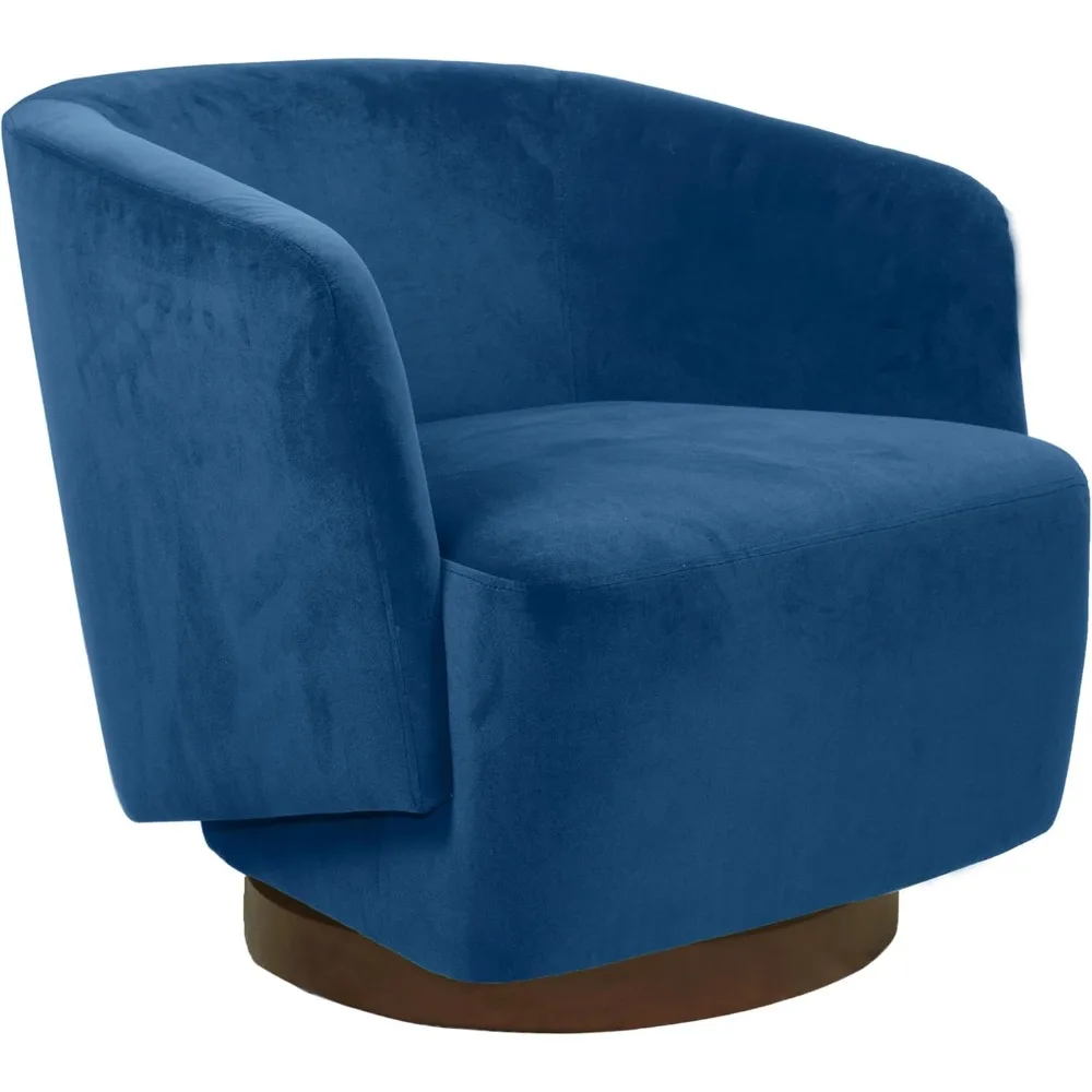 

Accent Chair,Modern Swivel Chairs for Living Room Reading and Bedroom with Wood Base,Velvet in Navy