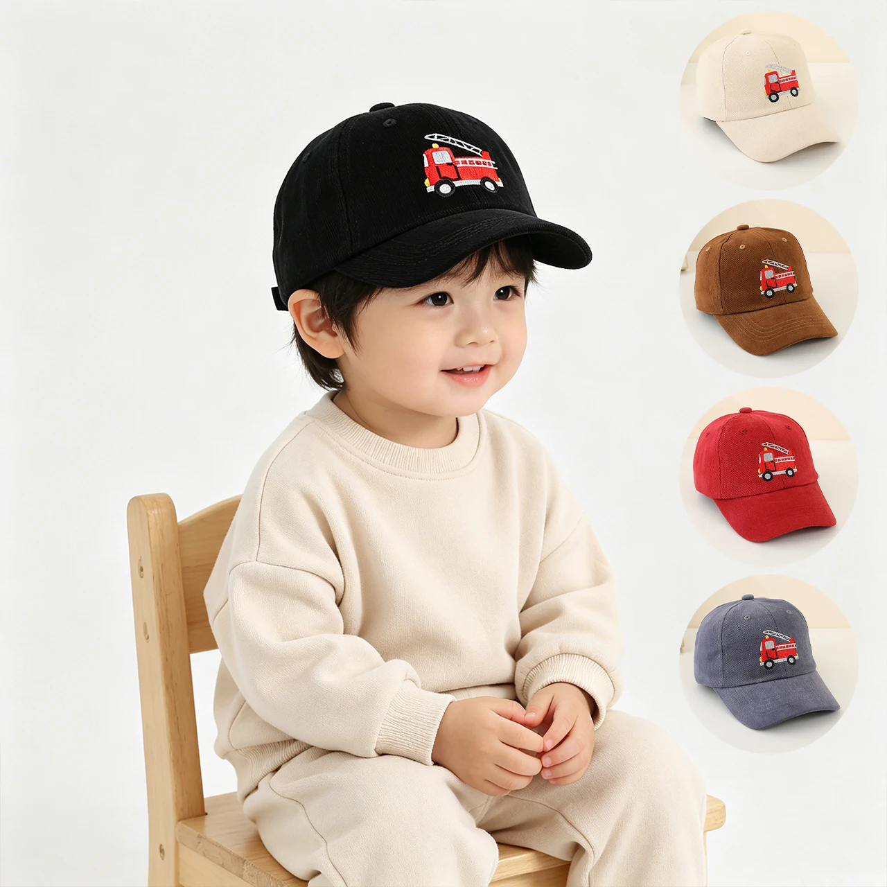 Cartoon Retro Children Duck Tongue Hat Car Print Kids Baseball Cap Autumn Long-Brim Kids Sun Hats 2-6Year Baby Boys Peaked Caps