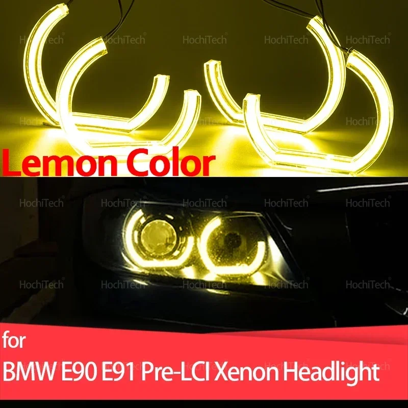 

Светодиодные дневные ходовые огни DRL, новый стиль CSL, лимонно-желтые ангельские глаза для BMW 3 серии E90 E91 Pre-LCI, ксеноновые фары 2005-2008 гг.