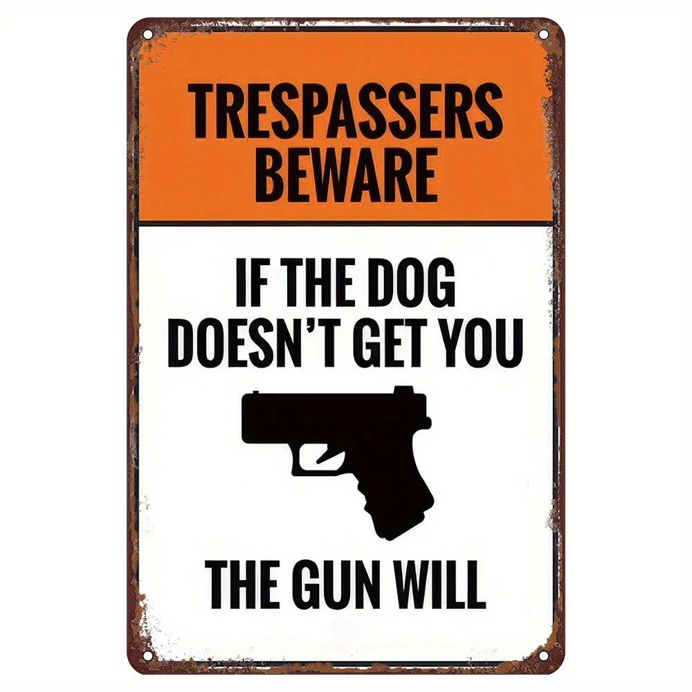 Panneau d'avierto en metal plat et Vintage 2D "Moutiez-vous du chien: si Cela ne mordiez pas, tirer" - Sans cader, eta