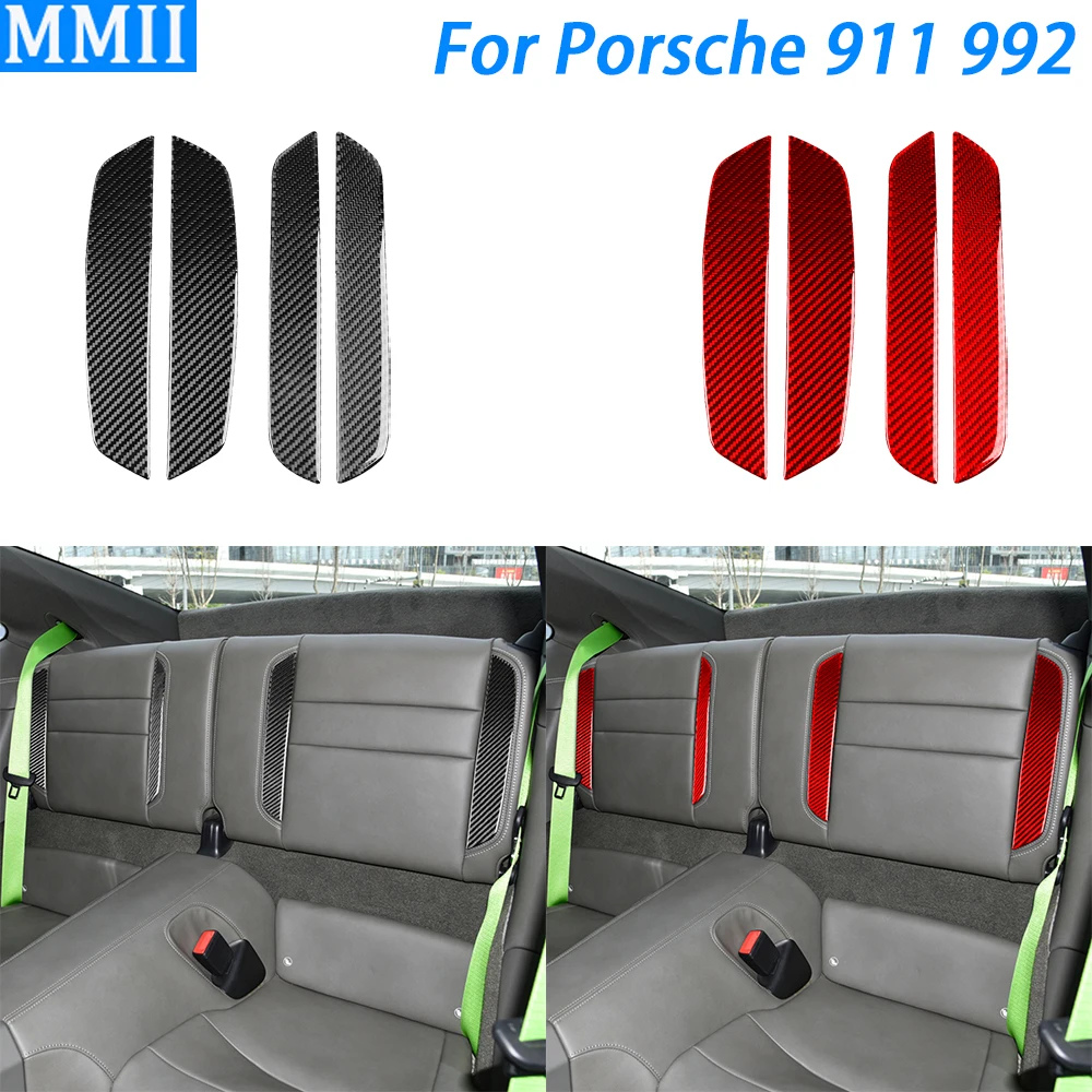 

For Porsche 911 992 2019-2024 Carbon Fiber Rear Seat Backrest Panel Cover Decorative Car Interior Decoration Accessories Sticker