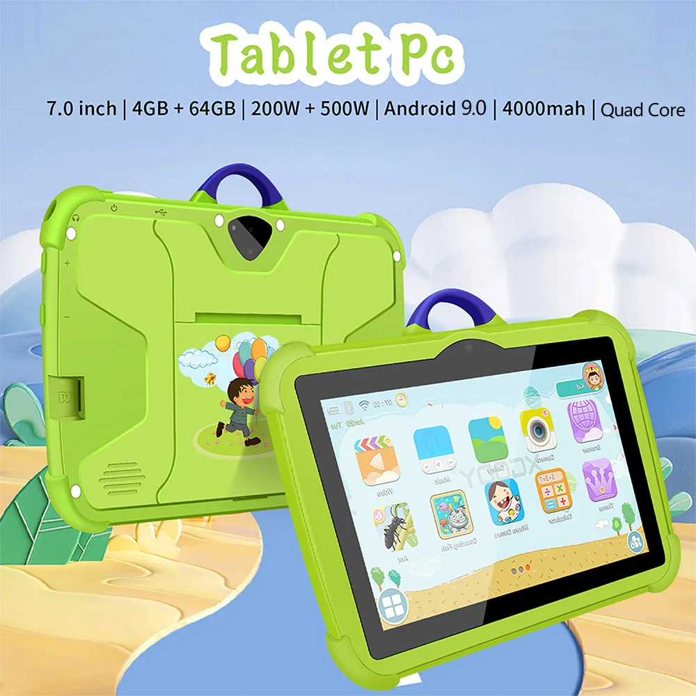 New 7 Inch WiFi Tablet MTK Chip Quad Core 4GB RAM 64GB ROM Android 9.0 Google Play Support Bluetooth Kids Tablet Pc 4000mAh