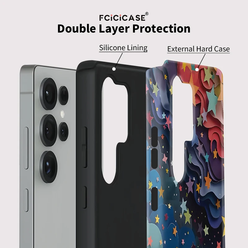 حافظة هاتف ناعمة على شكل نجوم ملونة لهاتف سامسونج جالاكسي S23 Ultra S24 S 24 Plus S20 FE طبقة مزدوجة مضادة للسقوط #2