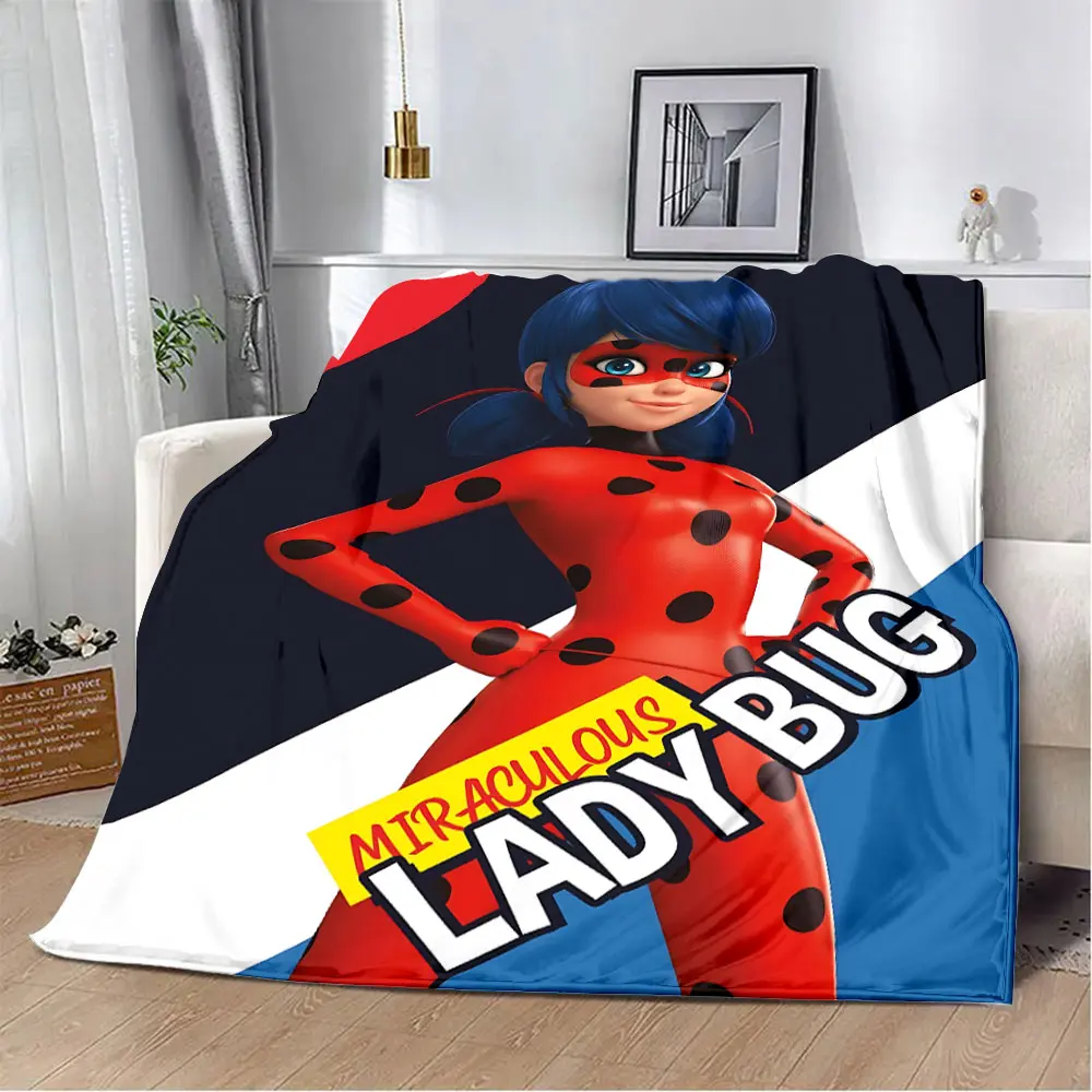 Superhero Girl Printed Blanket Picnic L-Ladybug Blankets Warm Blanket Soft and Comfortable Blanket Home Travel Birthday Gift