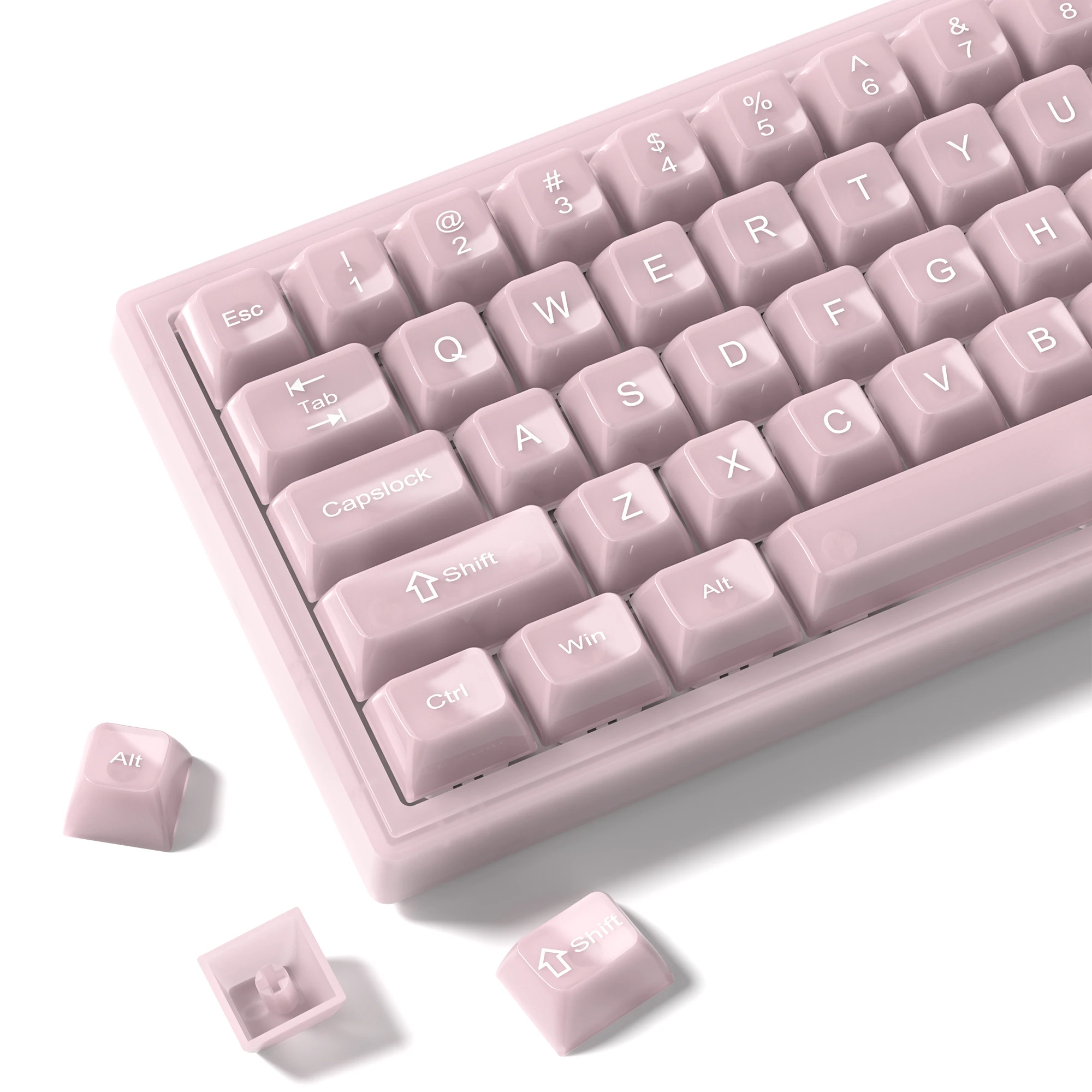 

115 Keys Foggy Pink RGB Backlit Keycap UV-printed Keycap Semi-transparent PC Keycaps MDA Profile for Cherry MX Switches Keyboard