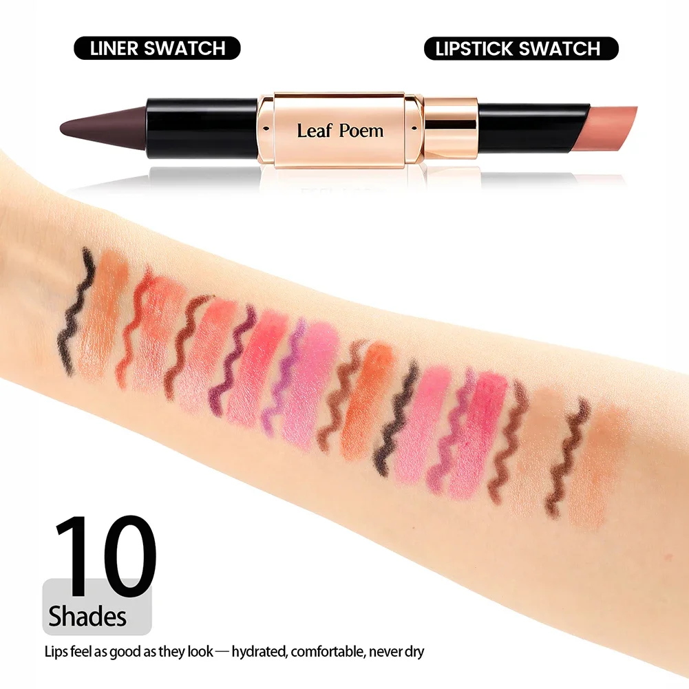 Dual‑Head Matte Lipstick Lip Liner Pen, 2‑in‑1 Lip Definer & Lip Color Stick, Smooth Lip Makeup for Daily Party Use
