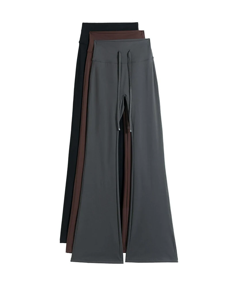 BIVIGAOS Autumn New Drawstring High Waist Micro Flared Leggings Women Slim Fit Elastic Fashionable Casual Sports Flared Pants