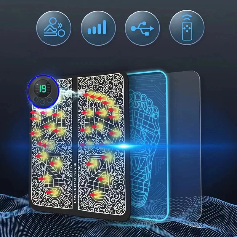 Foot Massager Foldable Portable Electric Massage Pad with Multiple Gear Adjustment for Body Relaxation Device Rechargeable image 4