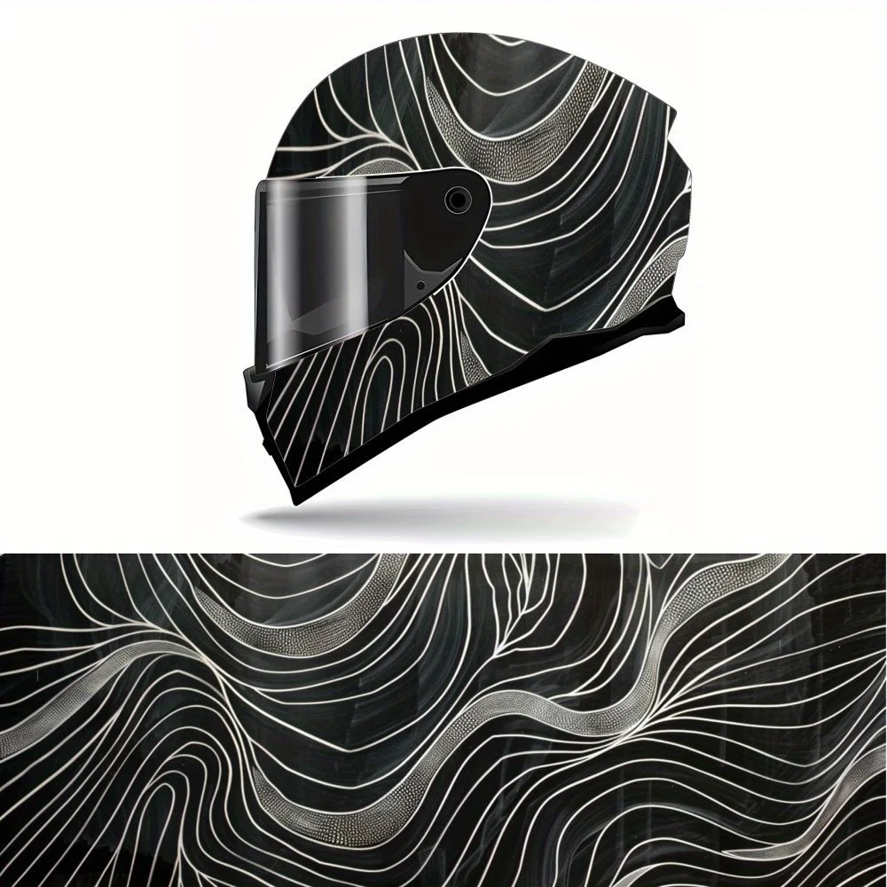 

Cool Dynamic Ripple Contour Line Full Helmet Wrap Sticker Motorcycle Helmet Racing Graphic Decal Vinyl Wrap Helmet Decor Sticker