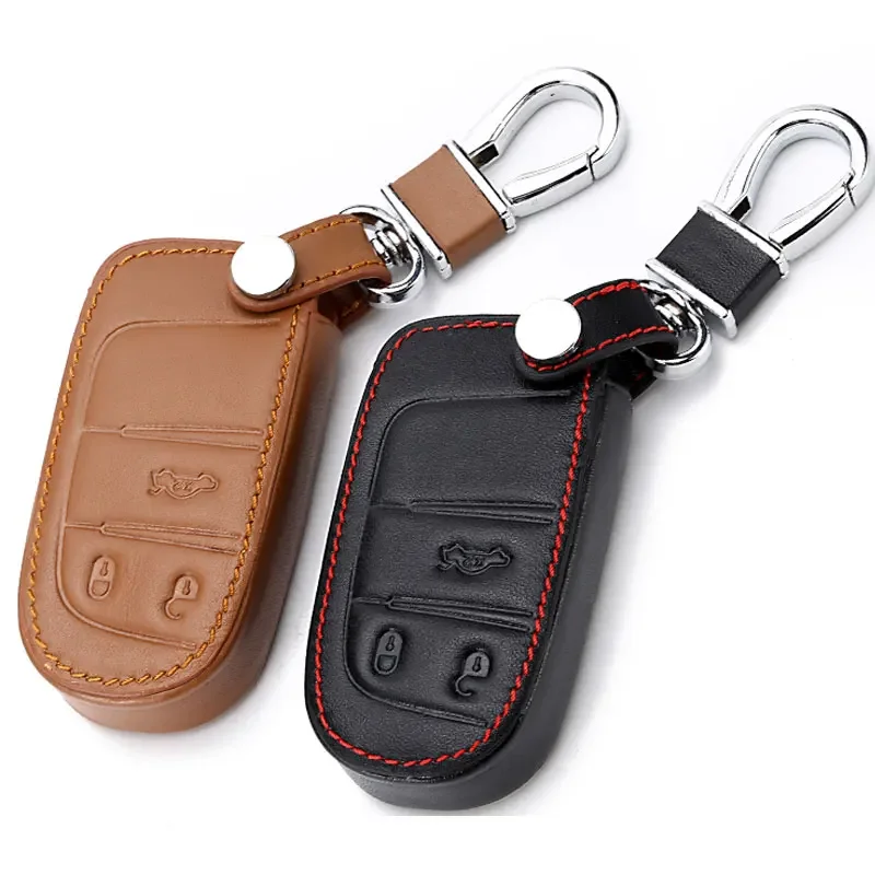 Leather Car Key Holder Cover Case for Jeep Renegade 2014 2015 Grand Cherokee Chrysler 300C for Fiat Freemont Auto Accessories