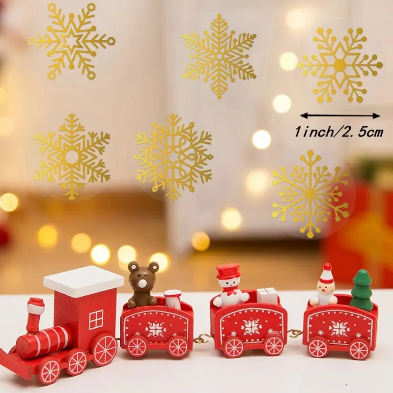 100-500pcs 1 Inch Round Transparent Merry Christmas Stickers Holiday Self Adhesive Stickers for Christmas Decor Wedding Cards