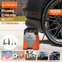 ETENWOLF ZEPHYR S3 Portable Tire Inflator 100% Duty Cycle 160 PSI Car Air Compressor 7800mAh For Cars Motorcycles Balls Bicycle