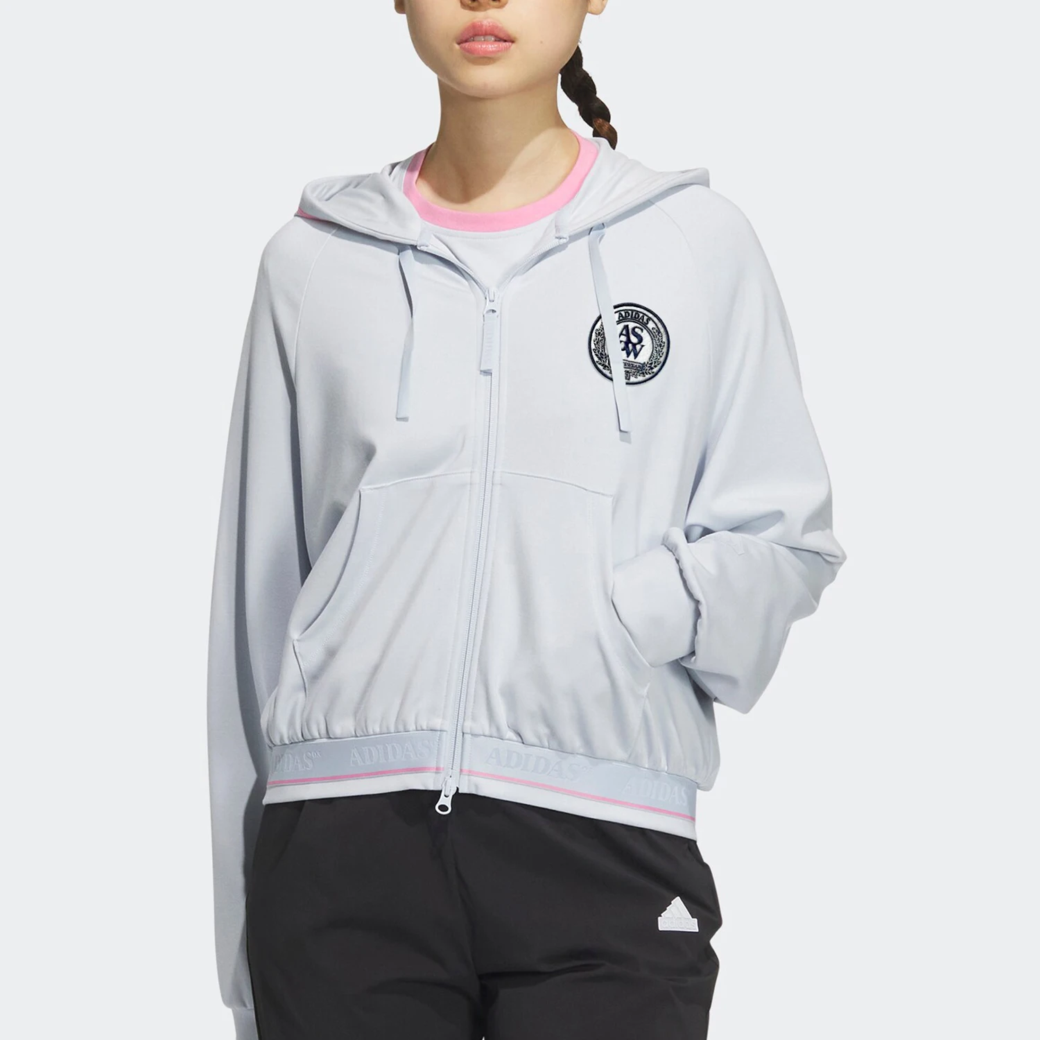 

Adidas genuine 2023 New Women's Knitted Breathable Hooded Jacket JE3605