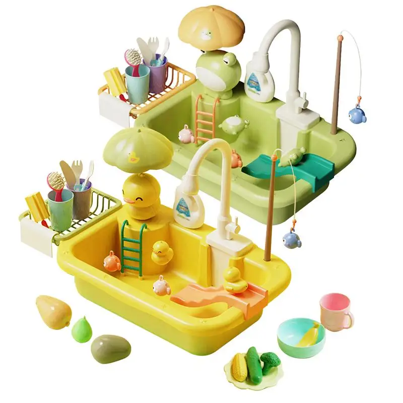 

Simulation Electric Dishwasher Role Play Montessori Game Playing Toy Faucet with Running Water Play Sink with Running Water