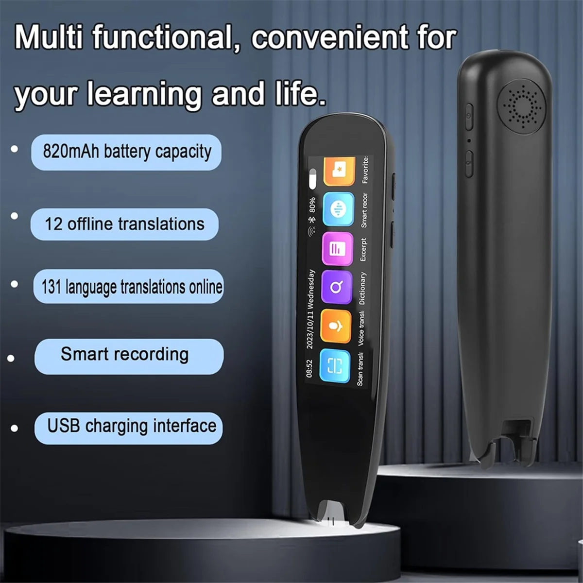 Scan Reader Pen, OCR Digital Pen Reader, Text to Speech Reading Pen, Voice Translator Machine 131 Language Translator