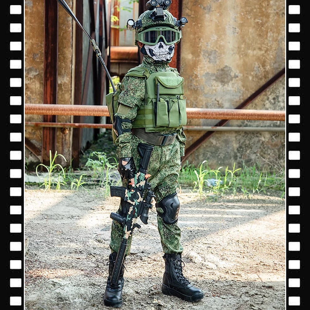 Uniforme da allenamento tattica militare per adulti per bambini Set pantaloni mimetici russi per ragazzi e ragazze Costume da combattimento per